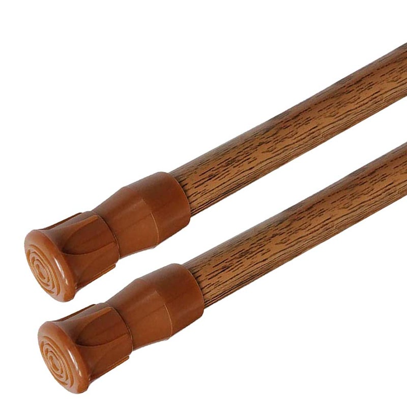 AIZESI Spring Tension Curtain Rods Short Tension Rod (Wood, 16" to 28"-2Pcs, Optimum Scope of Application 16 to 24 inch, Can't Hang Heavy Curtains) - Image 1